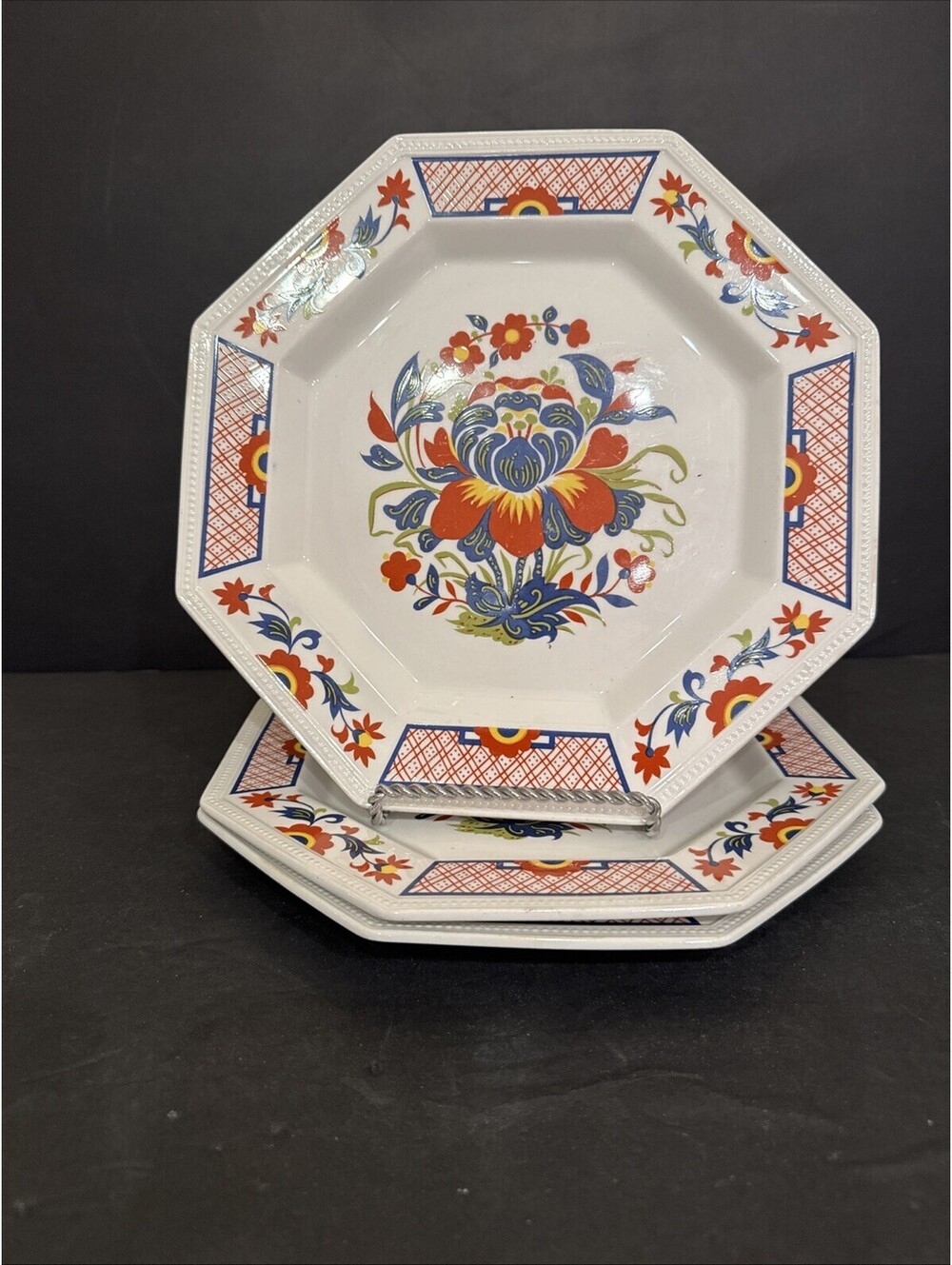 Johnson Brothers Ming (3) Dinner Plates Heritage Octagonal 10 1/8” W